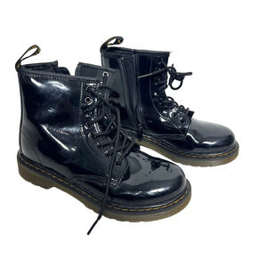 Dr. Martens Junior Girls US 2/EU 33 Black Patent Leather Combat Lace Up Boots